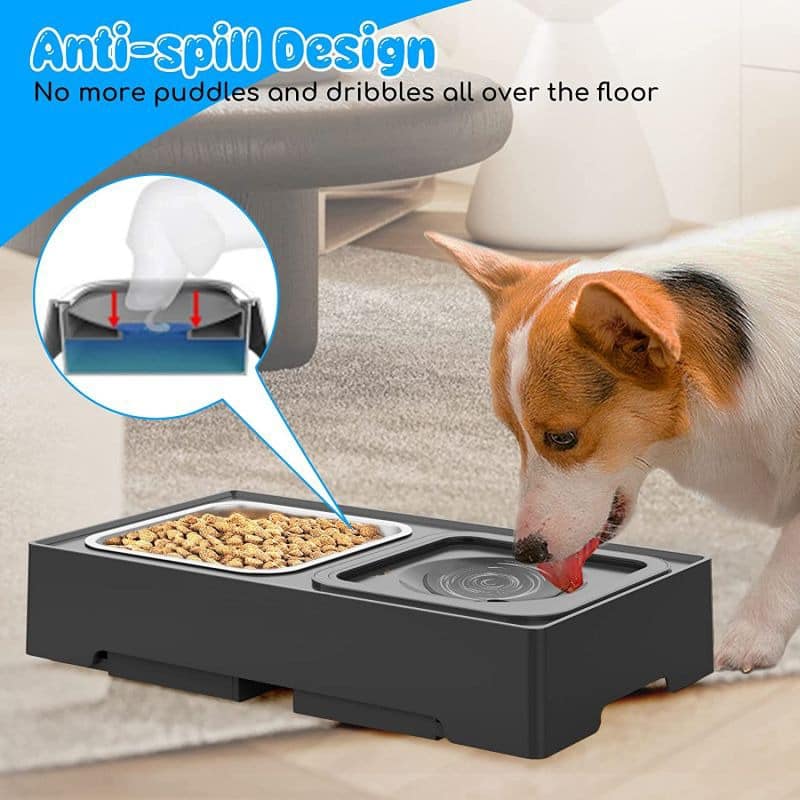 Adjustable Dog & Cat food Bowls Anti slip no spillage