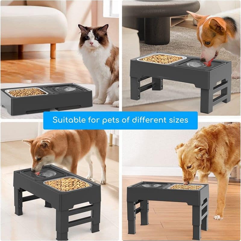 Adjustable Dog & Cat food Bowls Anti slip no spillage