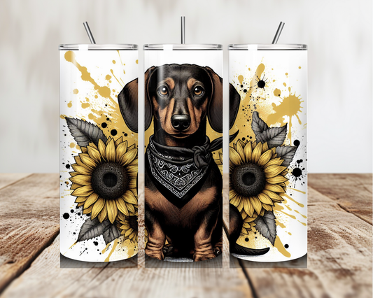 Dachshund Puppy with black scarf  Tumbler 20oz 600ml