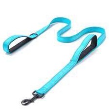 Dog Lead Dual Handle Black Black Red