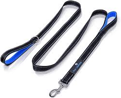 Dog Lead Dual Handle Black Black Red